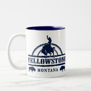 Taza Bicolor Yellowstone Montana Rodeo Cowboy