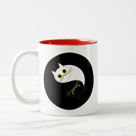 Taza Bicolor YIN YANG Zen Cat Mug