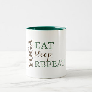 Taza Bicolor Yoga, comida, sueño, repetición