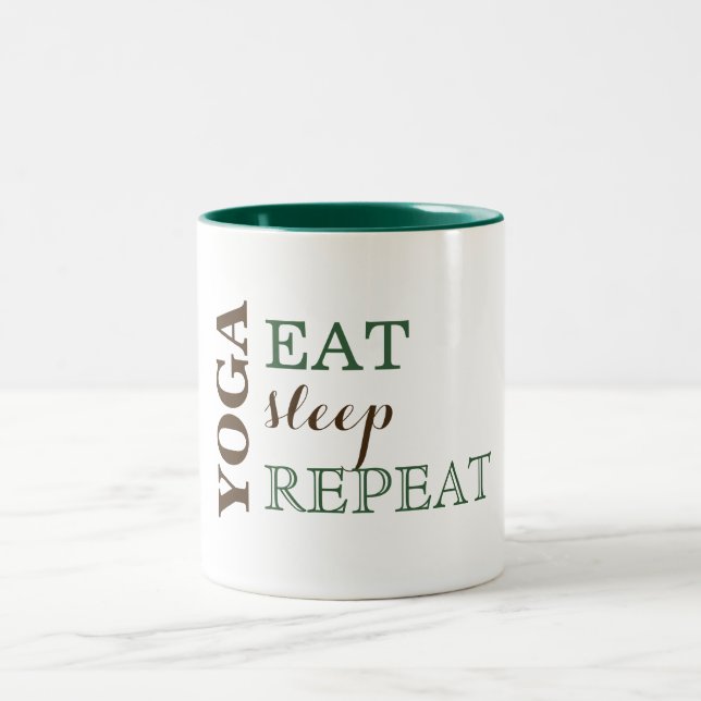 Taza Bicolor Yoga, comida, sueño, repetición (Centro)