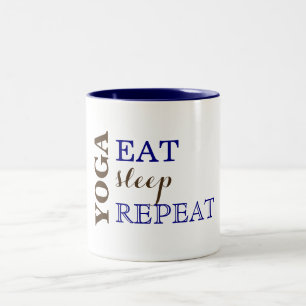 Taza Bicolor Yoga, comida, sueño, repetición
