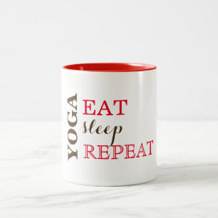 Taza Bicolor Yoga, comida, sueño, repetición