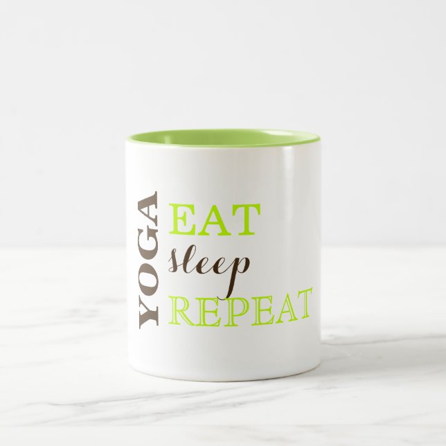 Taza Bicolor Yoga, comida, sueño, repetición (Centro)