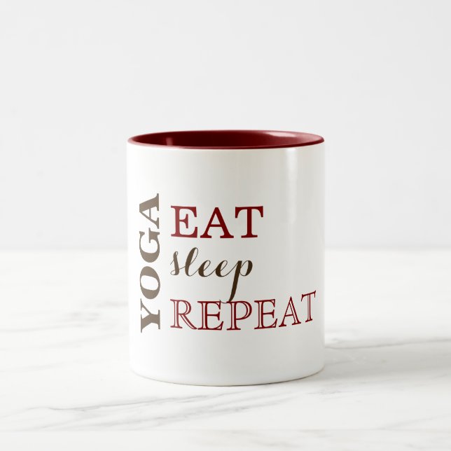 Taza Bicolor Yoga, comida, sueño, repetición (Centro)