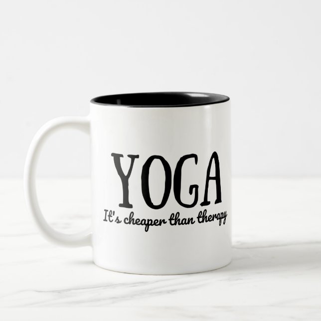 Taza Bicolor Yoga It's Cheaper Than Therapy (Izquierda)