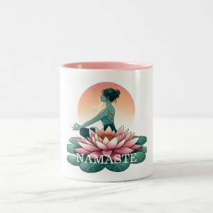 Taza Bicolor Yoga personal Namaste Lotus Meditation Spiritual