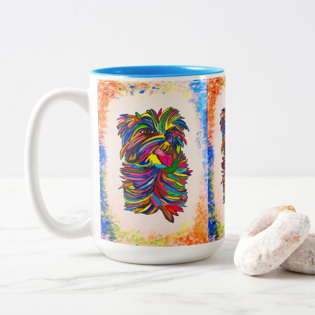 Taza Bicolor Yorkie BG Love Mug (Con donut)