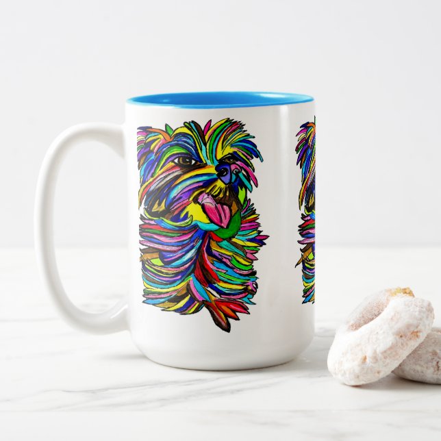 Taza Bicolor Yorkie Love Mug (Con donut)