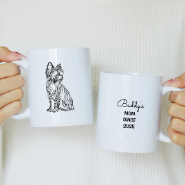 Taza Bicolor Yorkie Mom desde 20xx con Yorkie Sketch