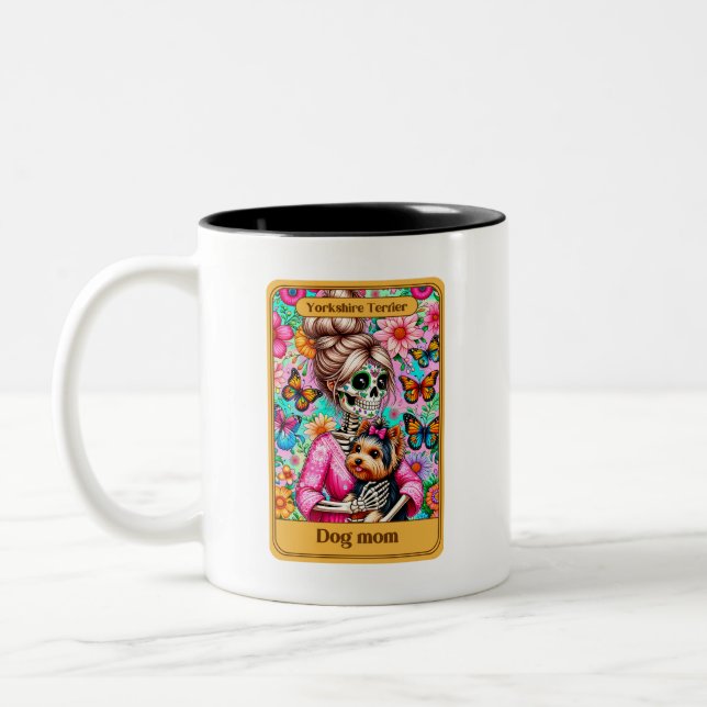 Taza Bicolor Yorkie Mom Tarot Card Mug (Izquierda)
