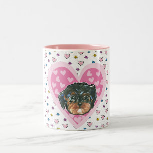 Taza Bicolor Yorkie Poo de San Valentín