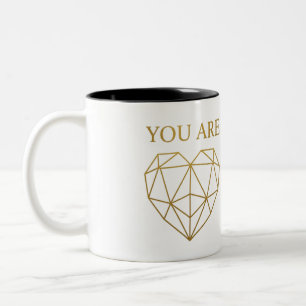 Taza Bicolor You Are My Half Gold Geometric Heart Couple Mug