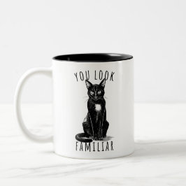 Taza Bicolor You Look Familiar Black Cat Feeling Magical Witch