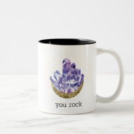 Taza Bicolor You Rock Amethyst Crystals Mystical Watercolor