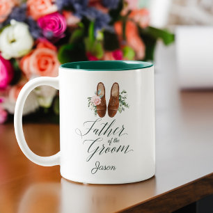 Taza Bicolor Zapatos formales de acuarela floral para el padre 