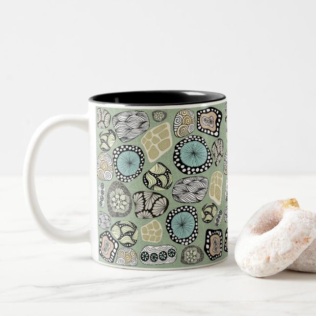 Taza Bicolor Zen Floral Abstract Design Mug (Con donut)