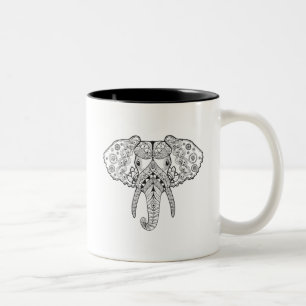 Taza Bicolor Zentangle inspiró el elefante
