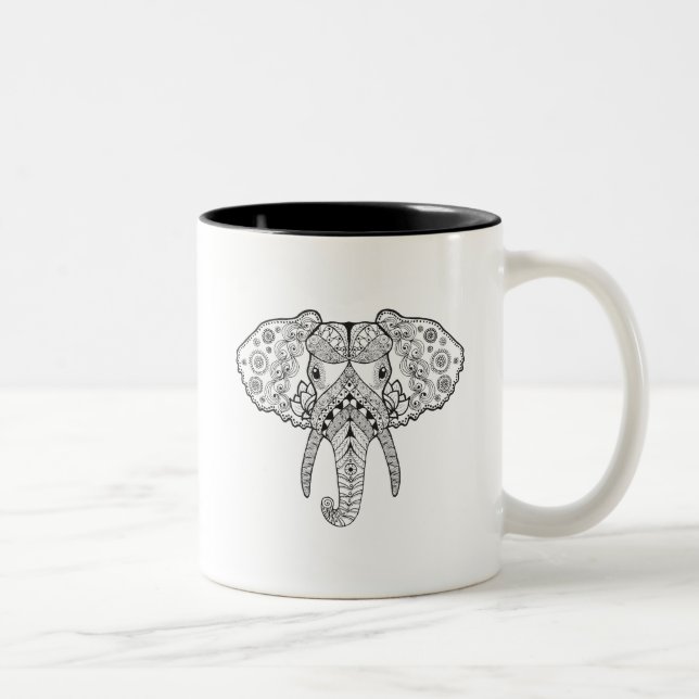 Taza Bicolor Zentangle inspiró el elefante (Derecha)