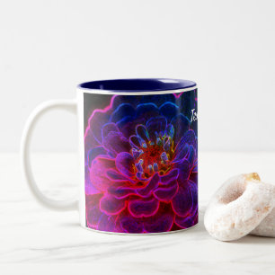 Taza Bicolor Zinnia Resumen Flor Art Flor Personalizada