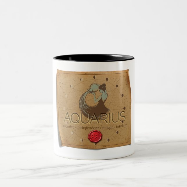 Taza Bicolor Zodiac - Aquarius - Coffee Mug (Centro)