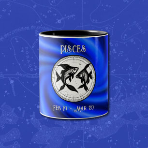 Taza Bicolor Zodiac Blue Pisces Mug
