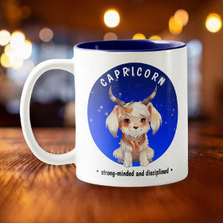 Taza Bicolor Zodiac Capricorn Cute Watercolor fecha de nombre p