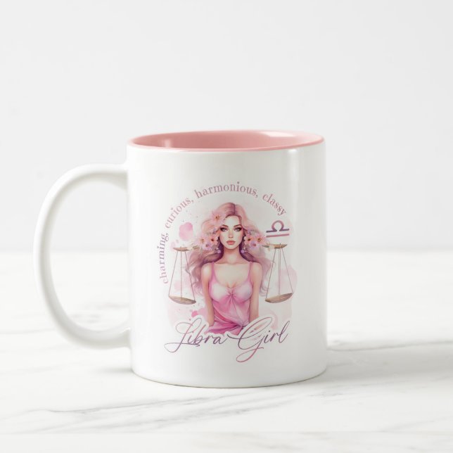 Taza Bicolor Zodiac Libra Girl Feminine Astrology Art (Izquierda)