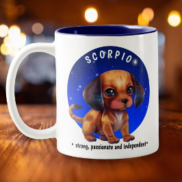 Taza Bicolor Zodiac Scorpio Cute acuarela fecha de nombre perso