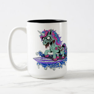 Taza Bicolor Zombi Unicornio Surfista