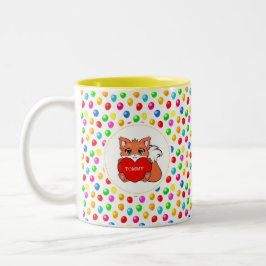Taza Bicolor Zorro Adorable y Globos Festivos Multicolores