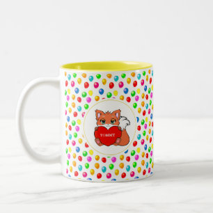Taza Bicolor Zorro Adorable y Globos Festivos Multicolores