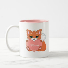 Taza Bicolor Zorro bebé feliz y lindo con corazón rosa
