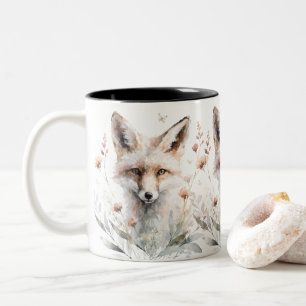 Taza Bicolor Zorro floral acuarela