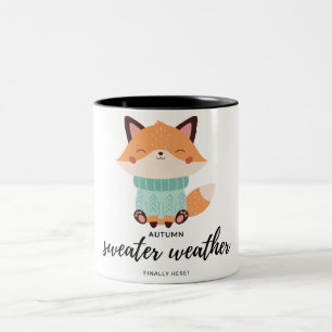Taza Bicolor zorro lindo de otoño 