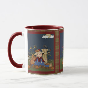Taza "Bienvenida otoño" Mug de espantapájaros de otoño