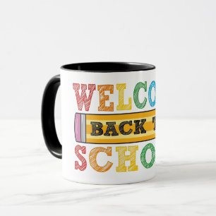 Taza Bienvenido de nuevo a la escuela – Ilustración de 
