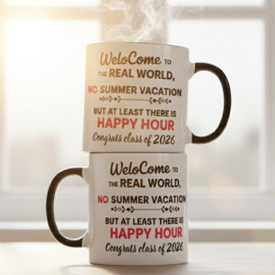 Taza Bienvenidos a la Hora Feliz de Graduación del Mund