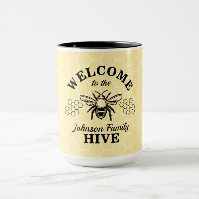 Taza Bienvenidos a nuestro café de Bee Hive (Centro)