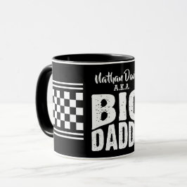 Taza Big Daddy con tu nombre en texto blanco sobre negr