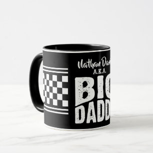Taza Big Daddy con tu nombre en texto blanco sobre negr