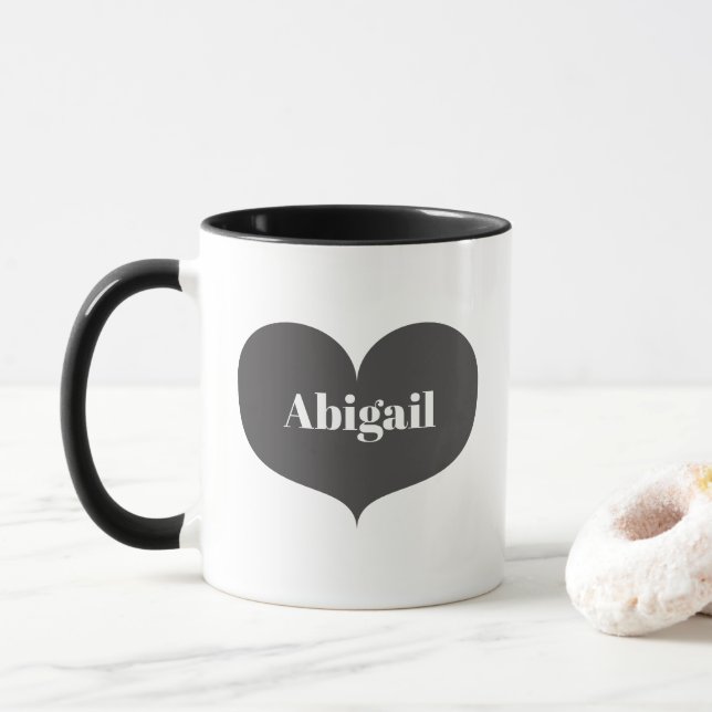 Taza Big Gray Heart Personalized Mug (Con donut)