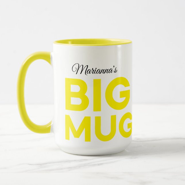 Taza Big Mug Amarillo | Enorme Mug | Nombre personaliza (Izquierda)