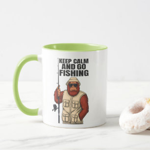 Taza Bigfoot Mantén la Calma y Ve a Pescar Sasquatch Di