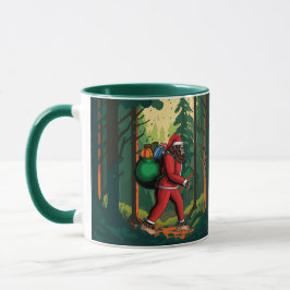 Taza Bigfoot Santa Bosque Entregando Regalos Divertido
