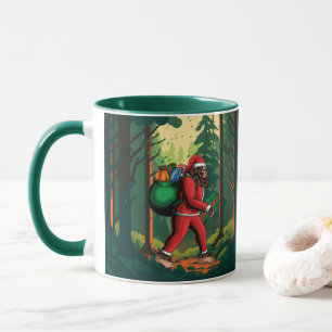 Taza Bigfoot Santa Bosque Entregando Regalos Divertido