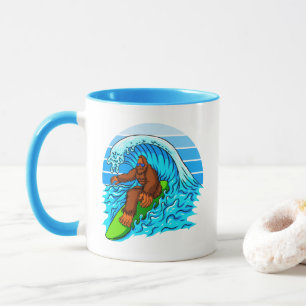 Taza Bigfoot Surfing Cabalgando Las Olas Diversión Sasq