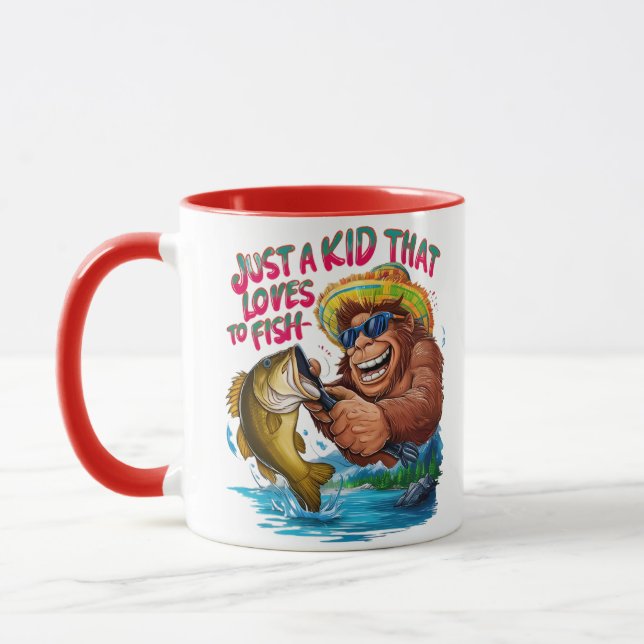 Taza Bigfoots Sólo un niño que ama pescar (Izquierda)