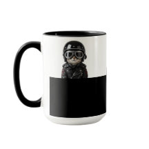 Biker Cat, Katze mit Motorradkleidung und Helm