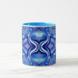 Taza BILL ~ Zany Fractal 3D ~ Sombras de azul