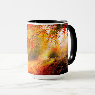 Taza Birches Trees otoño naranja otoño deja el paisaje